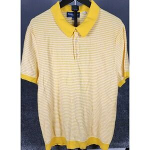 Paisley &‎ Gray Slim Fit Knit Polo Shirt Men's 2XL Yellow & White Casual Preppy